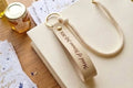 Faux Leather looped key fob - Cream