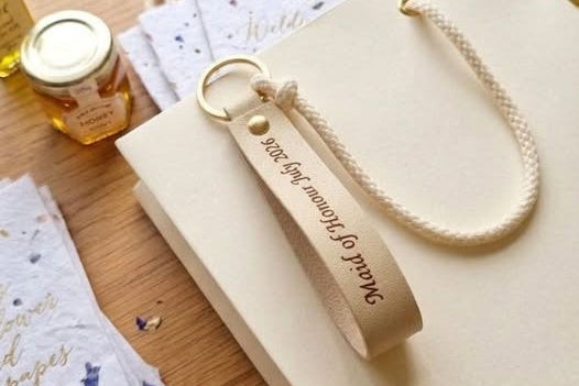 Faux Leather looped key fob - Cream